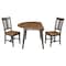 International Concepts 42 in. Solid Wood Round Dual Drop Leaf Dining Table with 2 Chairs in Hickory/Washed Coal K45-42DL-C10-2 - alternate 4